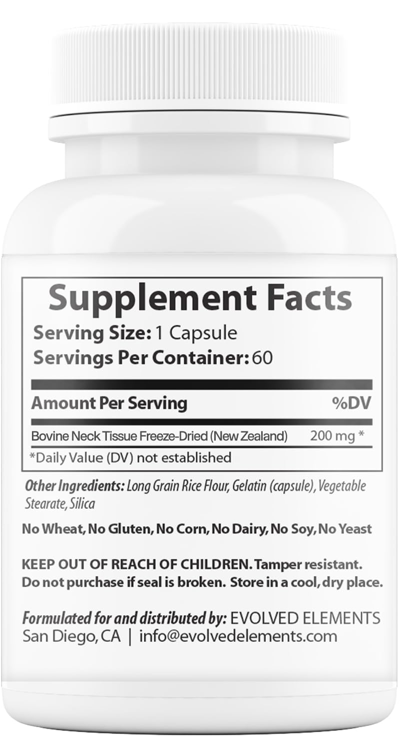 Evolved Elements Thyroid – Raw Grass-Fed Desiccated NZ Sourced, 60 Capsules | Non-GMO Energy & Metabolism Support