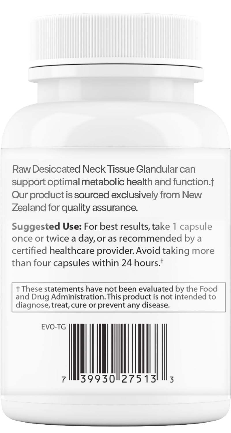 Evolved Elements Thyroid – Raw Grass-Fed Desiccated NZ Sourced, 60 Capsules | Non-GMO Energy & Metabolism Support