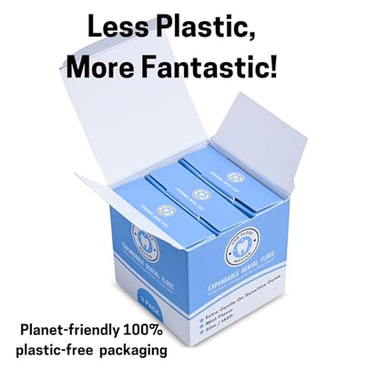 Expandable Dental Floss 3 Pack – Plastic-Free Dispenser – 50m Mint Flavor