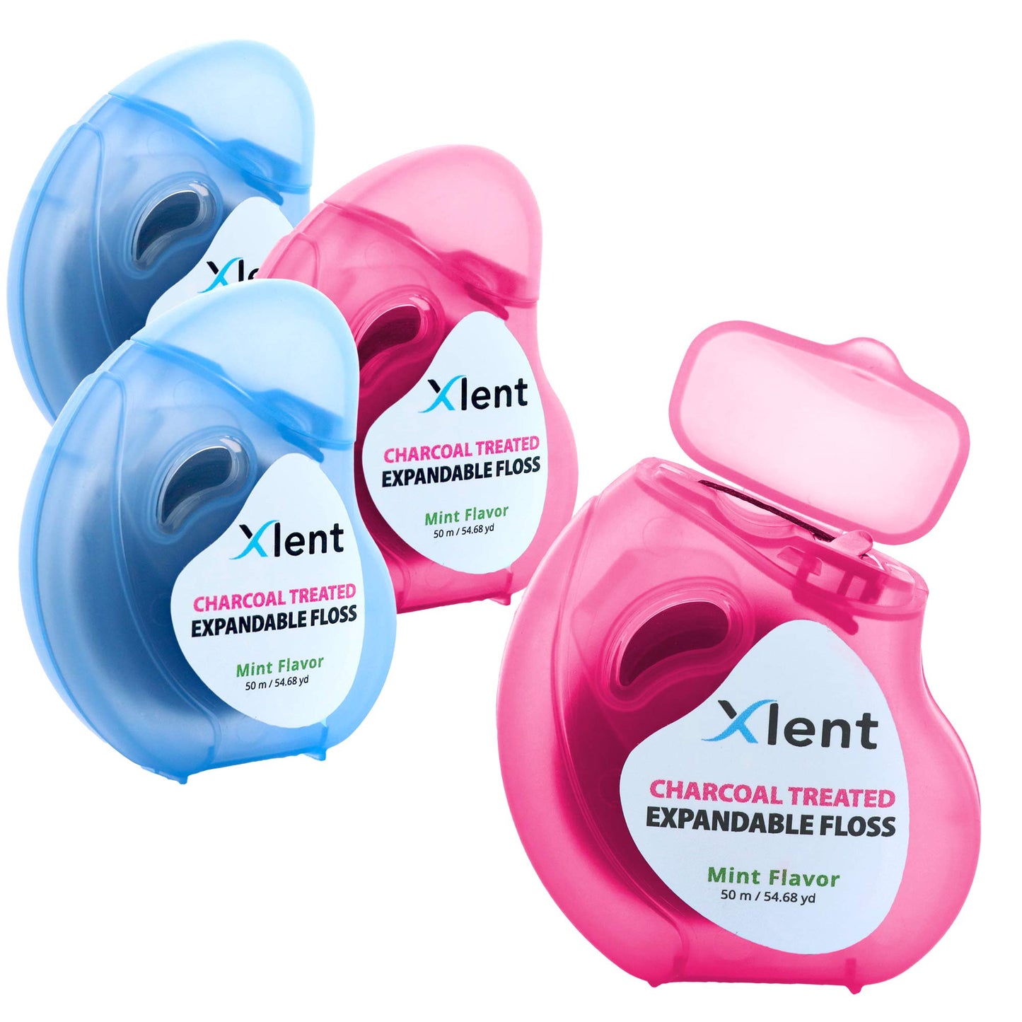 Expandable Floss with Activated Charcoal, Xylitol & Plant-Based Wax – Fresh Mint | 50m (4 Count)