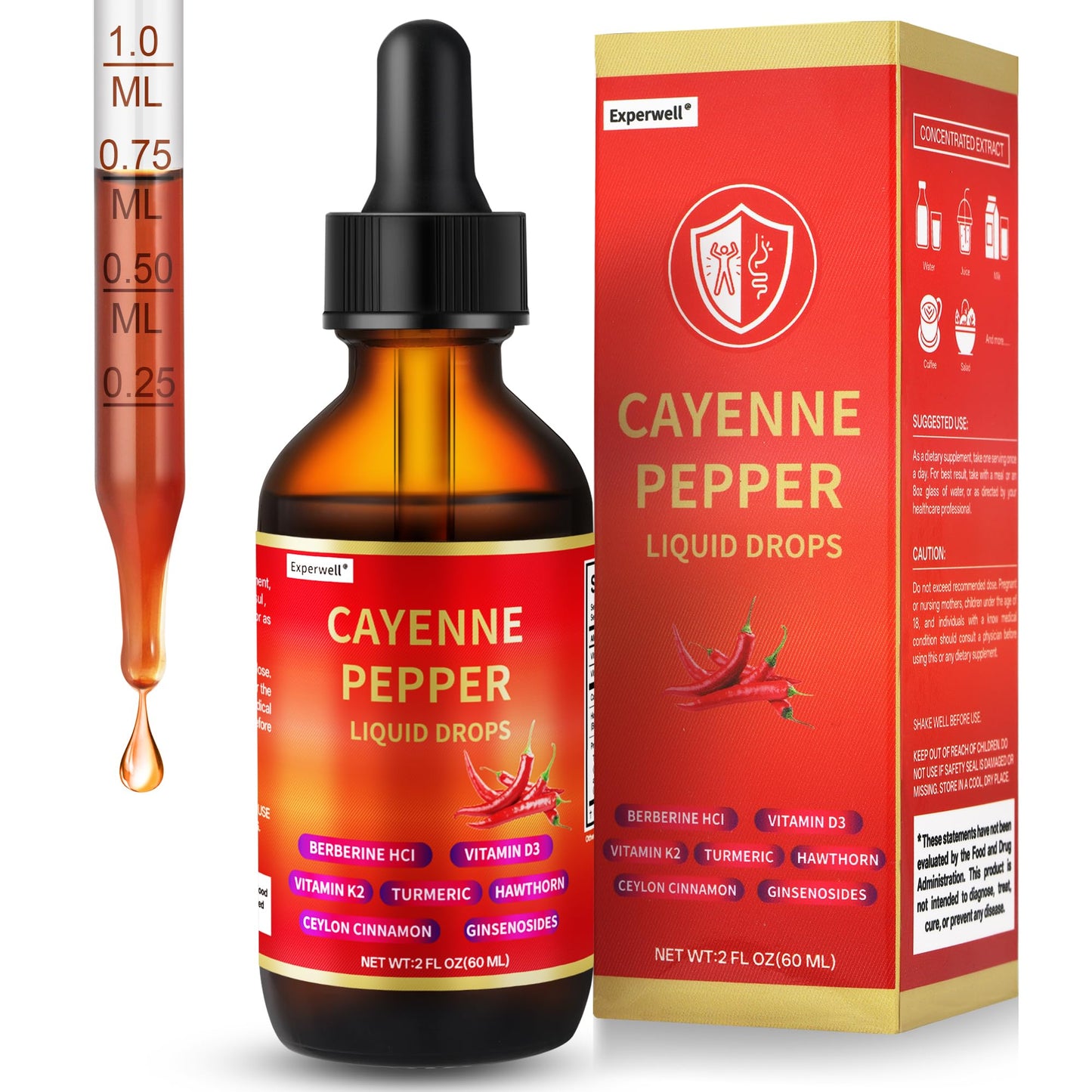Experwell Cayenne Pepper Drops – Liquid Supplement for Circulation & Metabolism