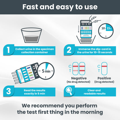 Exploro 5 Panel Drug Test Kit – At-Home Urine Test for THC, Cocaine, Opiates, Amphetamines & Benzodiazepines (7 Pack)