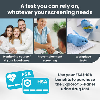 Exploro 5-Panel At-Home Drug Test Kit – THC, Cocaine, Opiates, Amphetamines & Benzodiazepines
