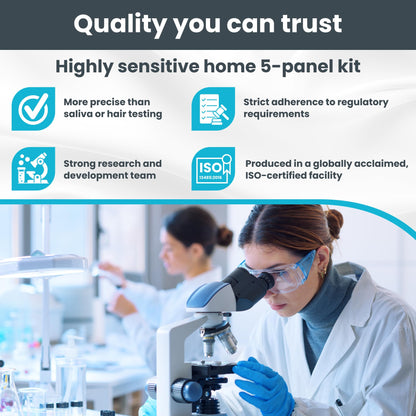 Exploro 5 Panel At-Home Drug Test Kit – Urine Test for THC, Cocaine, Opiates, Amphetamines and Benzodiazepines