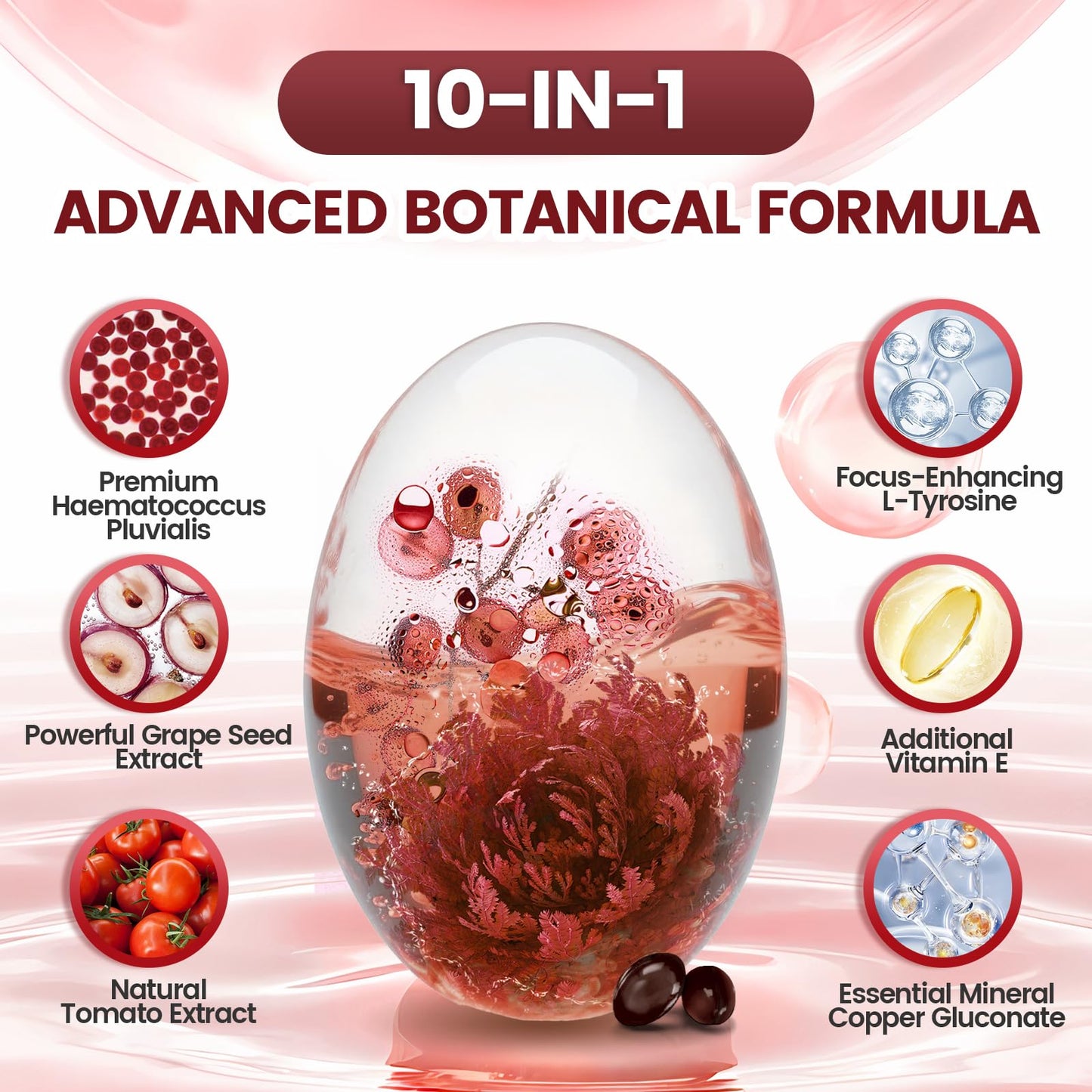 Astaxanthin 12mg – 240 Softgels | Haematococcus Pluvialis 10-in-1 Antioxidant for Eyes, Joints & Skin