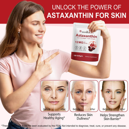 DLOMFVFQ 2 Pack Astaxanthin 12mg Softgels | Premium Antioxidant Support for Eyes, Skin, and Circulation