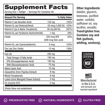 EyePromise Restore Eye Health Supplement – 60 Softgels, 30-Day Supply | Zeaxanthin, Lutein & Omega-3