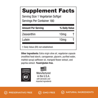 EyePromise Zeaxanthin & Lutein Eye Vitamin - 180 Softgels, 90-Day Supply