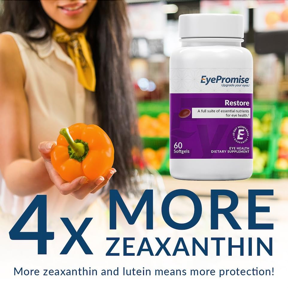 EyePromise Restore Eye Health Supplement – 60 Softgels, 30-Day Supply | Zeaxanthin, Lutein & Omega-3