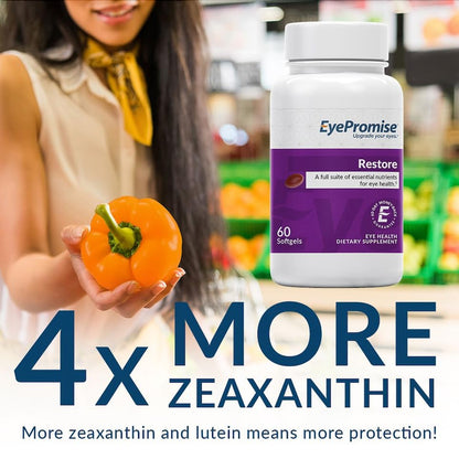 EyePromise Restore Eye Health Supplement – 60 Softgels, 30-Day Supply | Zeaxanthin, Lutein & Omega-3