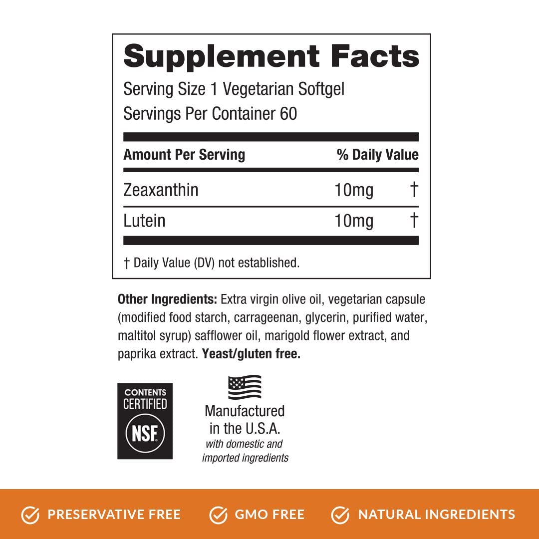 EyePromise Zeaxanthin + Lutein Eye Vitamin – 60 Softgels | Gluten-Free & Vegetarian