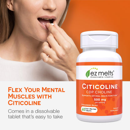 EZ Melts Dissolvable Citicoline 250 mg – Sugar-Free, 2-Month Supply (2 Pack)