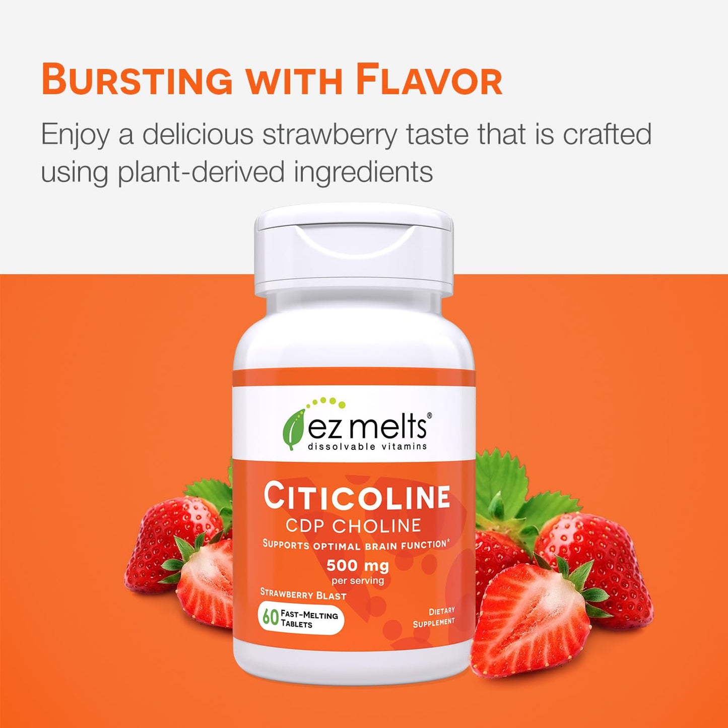 EZ Melts Dissolvable Citicoline 250 mg – Sugar-Free, 2-Month Supply (2 Pack)