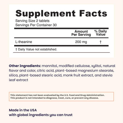 EZ Melts Dissolvable L-Theanine 200 mg – Sugar-Free 2-Pack (1-Month Supply)