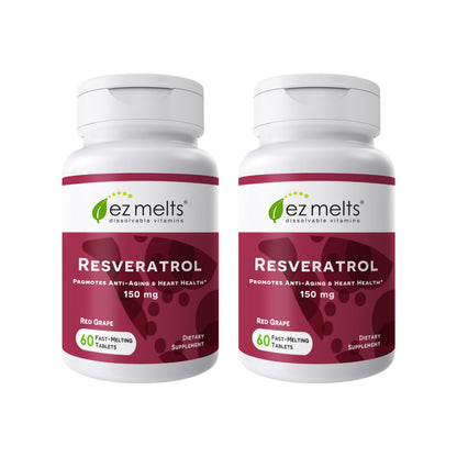 EZ Melts Dissolvable Resveratrol 150 mg – Sugar-Free, 2-Pack (1-Month Supply)