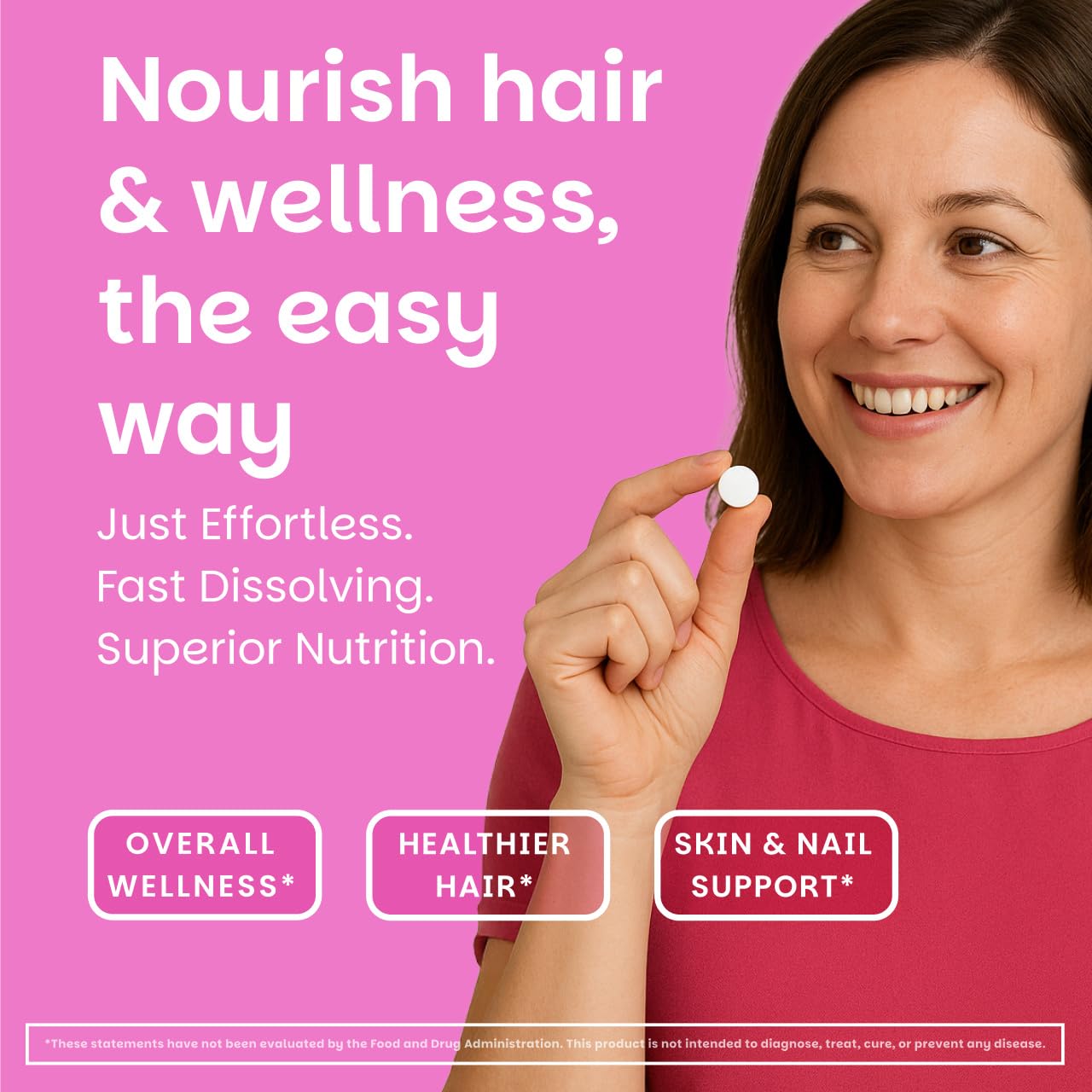 EZ Melts Women's Multi + Hair Growth – Peach, 120 Dissolvable Tablets (60 Servings) – Vegan & Non-GMO