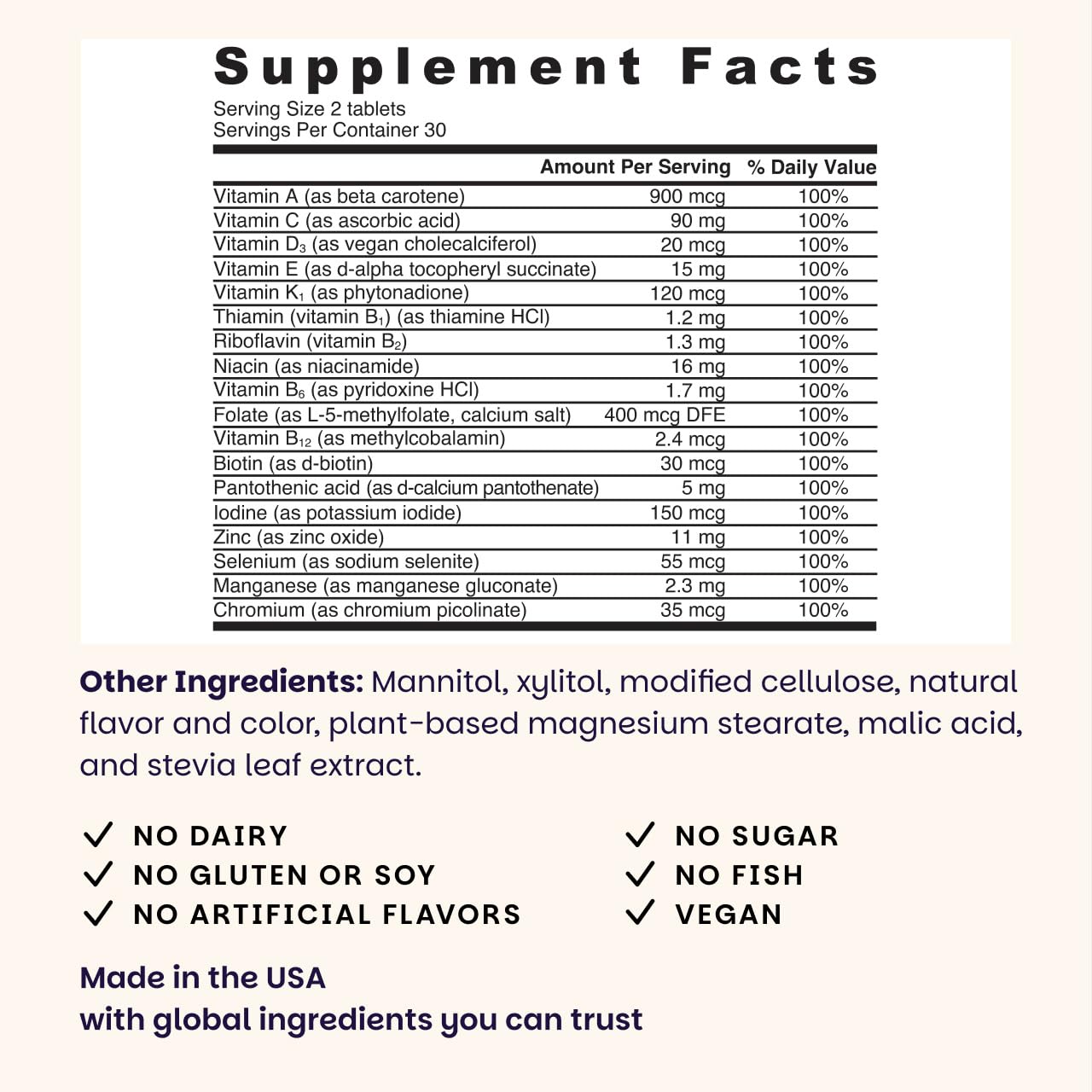 EZ Melts Women's Multi + Hair Growth – Peach, 120 Dissolvable Tablets (60 Servings) – Vegan & Non-GMO