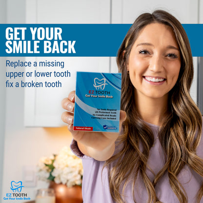 EZ Tooth - Temporary Tooth Replacement Kit | Preformed Tooth, Instant Repair, Natural Bright Shade (Patent Pending)