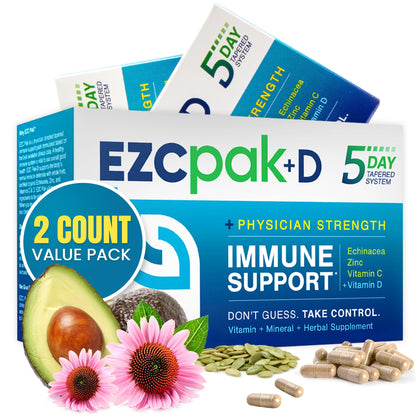 EZC Pak 5-Day Immune Booster: Echinacea, Vitamin C, Zinc & Vitamin D – Pack of 2