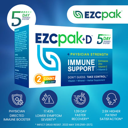EZC Pak 5-Day Immune Booster: Echinacea, Vitamin C, Zinc & Vitamin D – Pack of 2