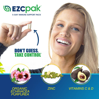 EZC Pak 5-Day Immune Booster: Echinacea, Vitamin C, Zinc & Vitamin D – Pack of 2