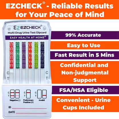 [20 Pack] EZCHECK 6-Panel Drug Test - at-Home Kit for THC, MET, BZO, OPI, AMP, COC