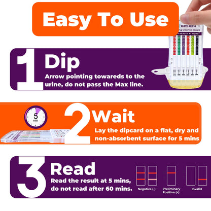 [20 Pack] EZCHECK 6-Panel Drug Test - at-Home Kit for THC, MET, BZO, OPI, AMP, COC