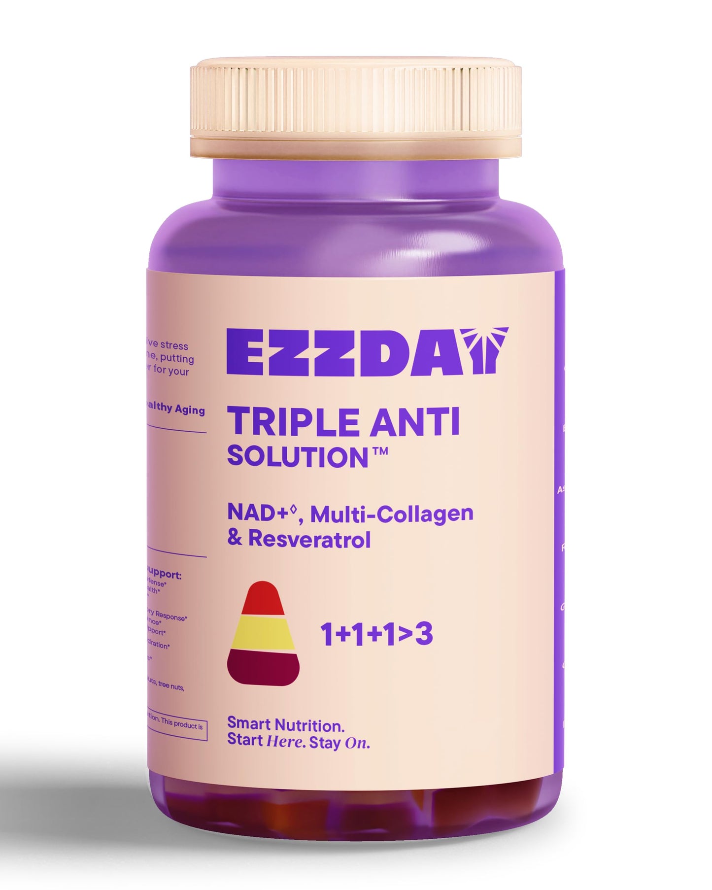 EZZDAY Triple Anti Solution - 3-Layer Anti-Aging Collagen Gummies (60 Count)