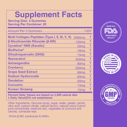 EZZDAY Triple Anti Solution - 3-Layer Anti-Aging Collagen Gummies (60 Count)