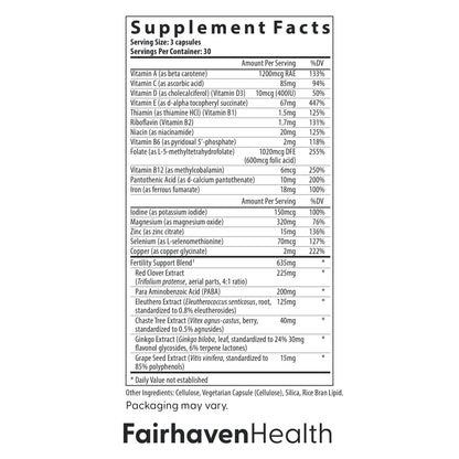 Fairhaven Health FertilAid for Women | Prenatal Vitamin for Fertility Support with Vitex & Folate | 180 Capsules