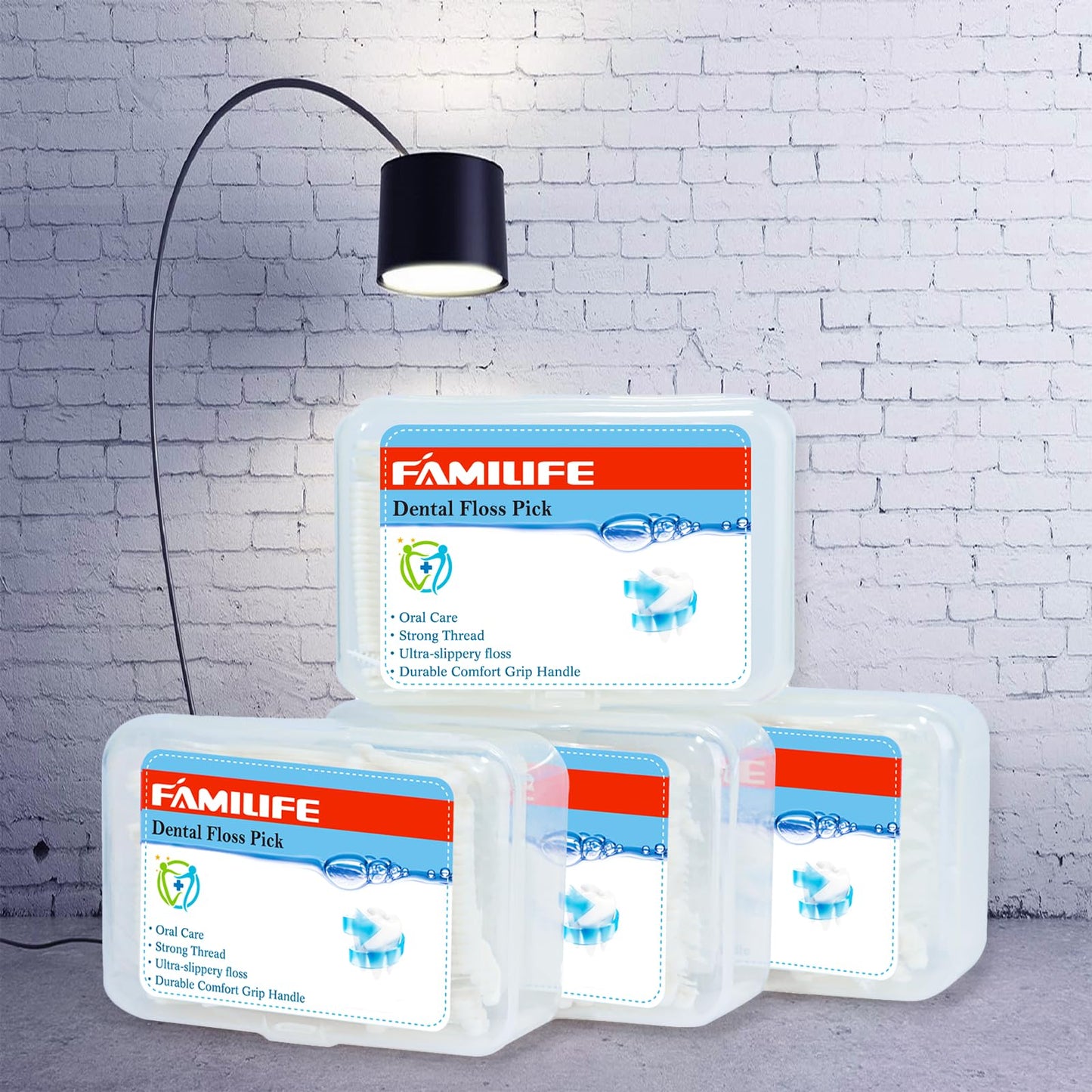 FAMILIFE Floss Picks 200 Count - Unflavored Dental Flossers with Travel Cases
