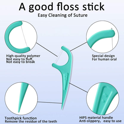 FAMILIFE Mint Floss Picks – 240 Count with 4 Travel Cases | Dental Flossers for Family