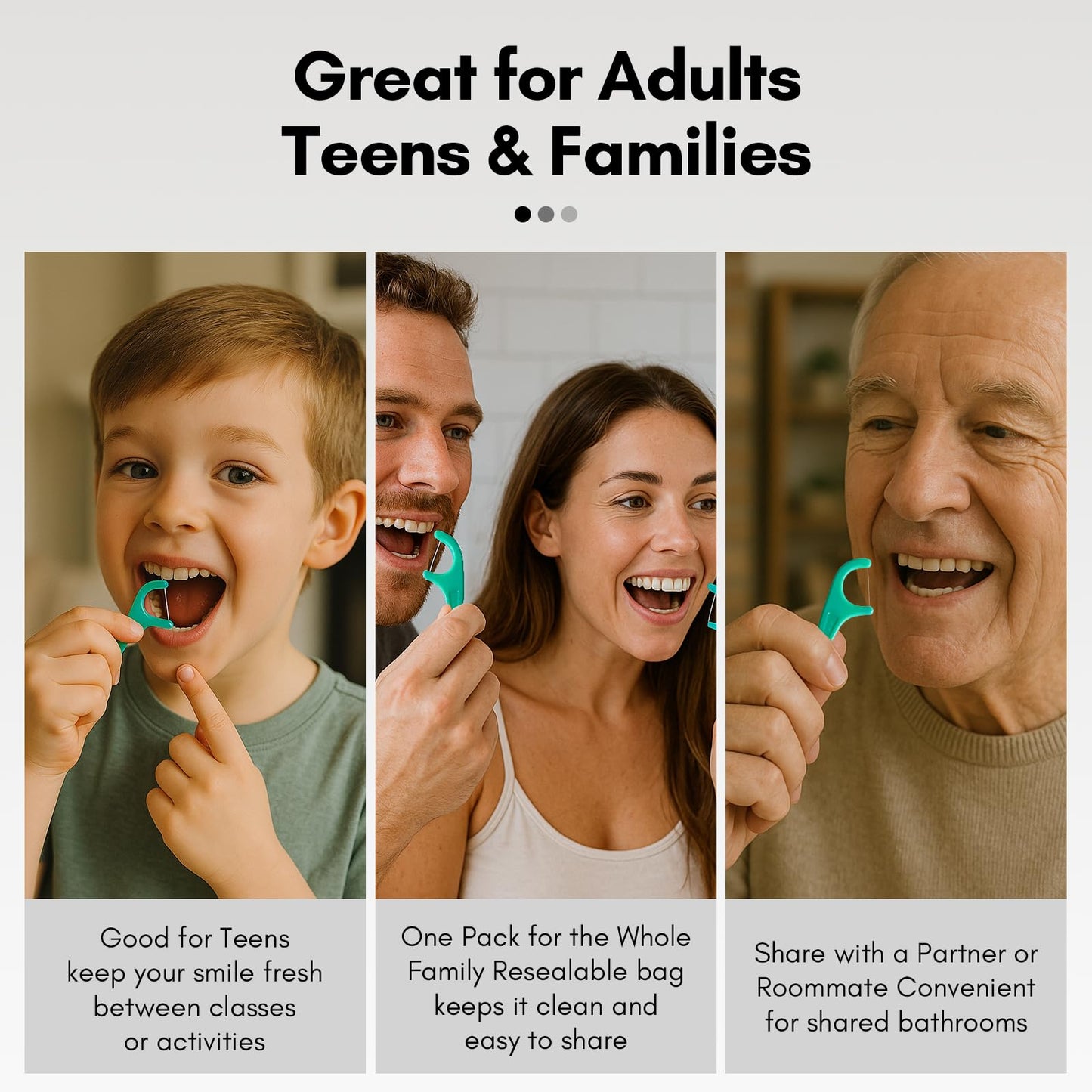 FAMILIFE Floss Picks 90 Count Mint – Dual-Head Dental Floss Picks for Adults & Kids