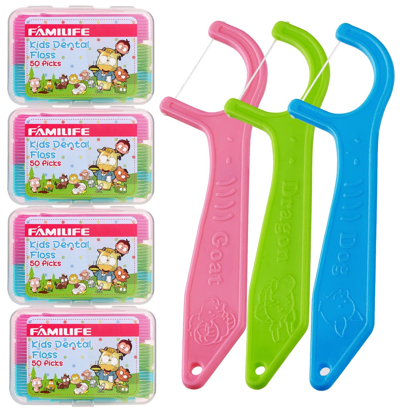 Dental Floss Picks for Kids by FAMILIFE | 200 Picks with Travel Case
