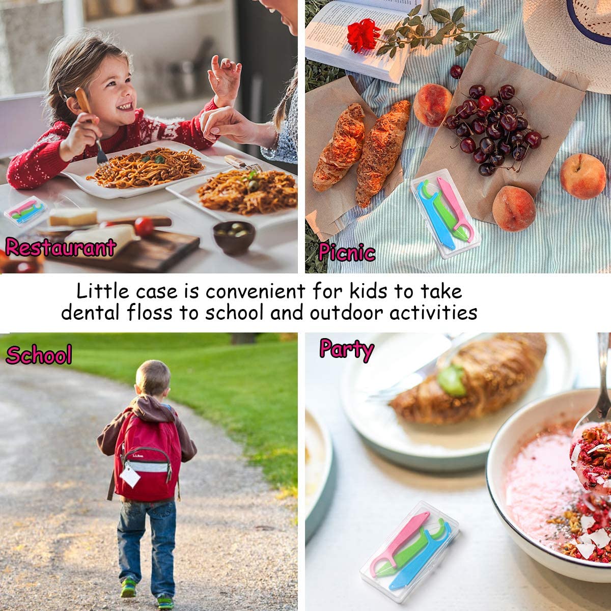 Dental Floss Picks for Kids by FAMILIFE | 200 Picks with Travel Case