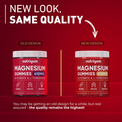 Magnesium Glycinate Gummies for Adults & Kids – 410mg Mg (L-Threonate) – 60 Pcs
