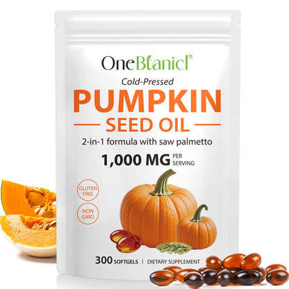 FANSHI Pumpkin Seed Oil Capsules 1000mg with Saw Palmetto – 300 Softgels for Hair & Urinary Support | 2-in-1 Formula