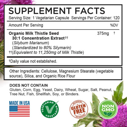 FarmHaven USDA Organic Milk Thistle Capsules | 30:1 Concentrated Seed Extract, 80% Silymarin, 240 Veggie Capsules