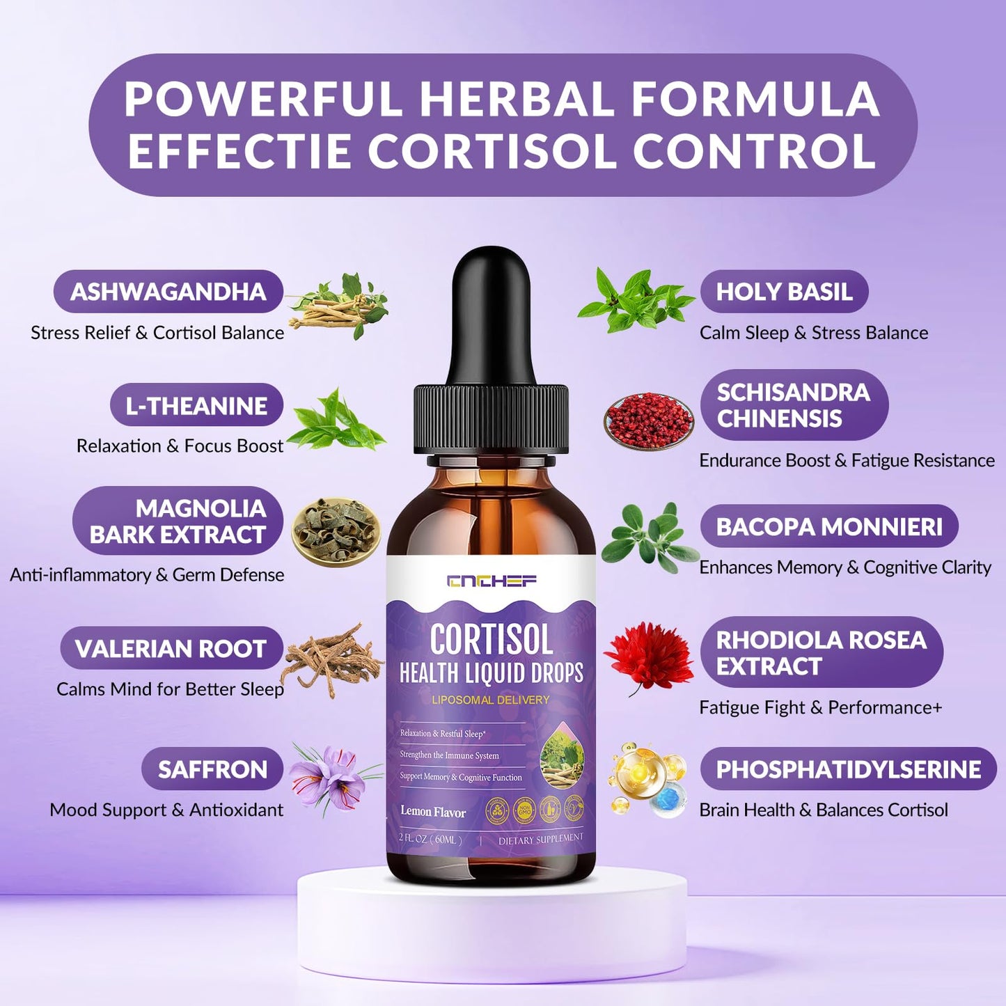 Cortisol Support Liquid Drops 2 fl oz – Hormone Balance, Sleep & Mood