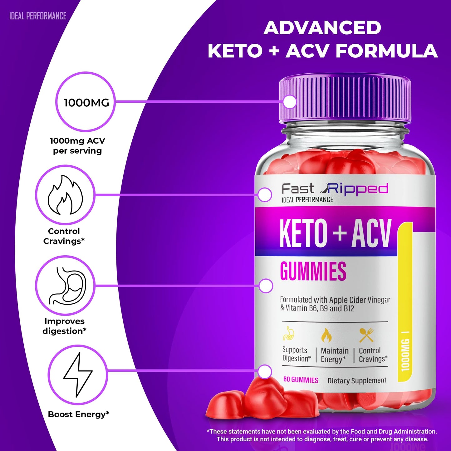 Fast Ripped Keto ACV Gummies 1000MG – Maximum Strength Keto + ACV Gummies
