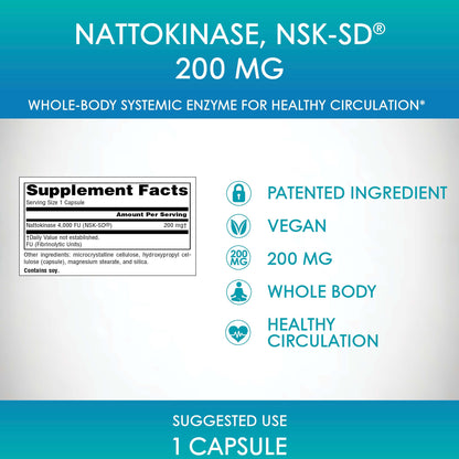 Source Naturals NSK-SD Nattokinase, 200 mg, 30 Vegetarian Capsules – Supports Healthy Circulation