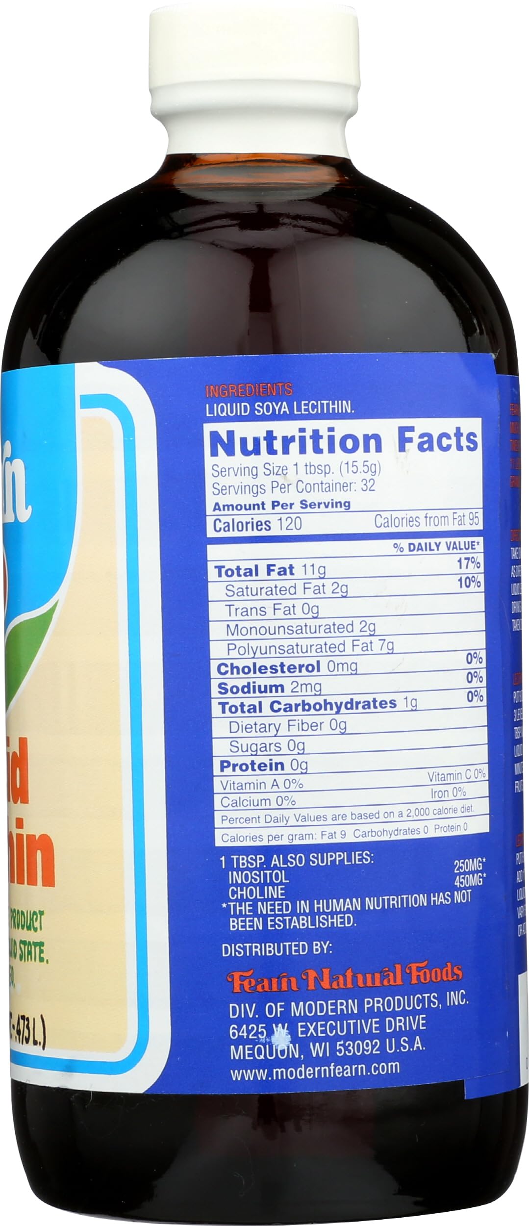 Fearn Natural Foods Liquid Lecithin, 16 Ounce - No Refrigeration