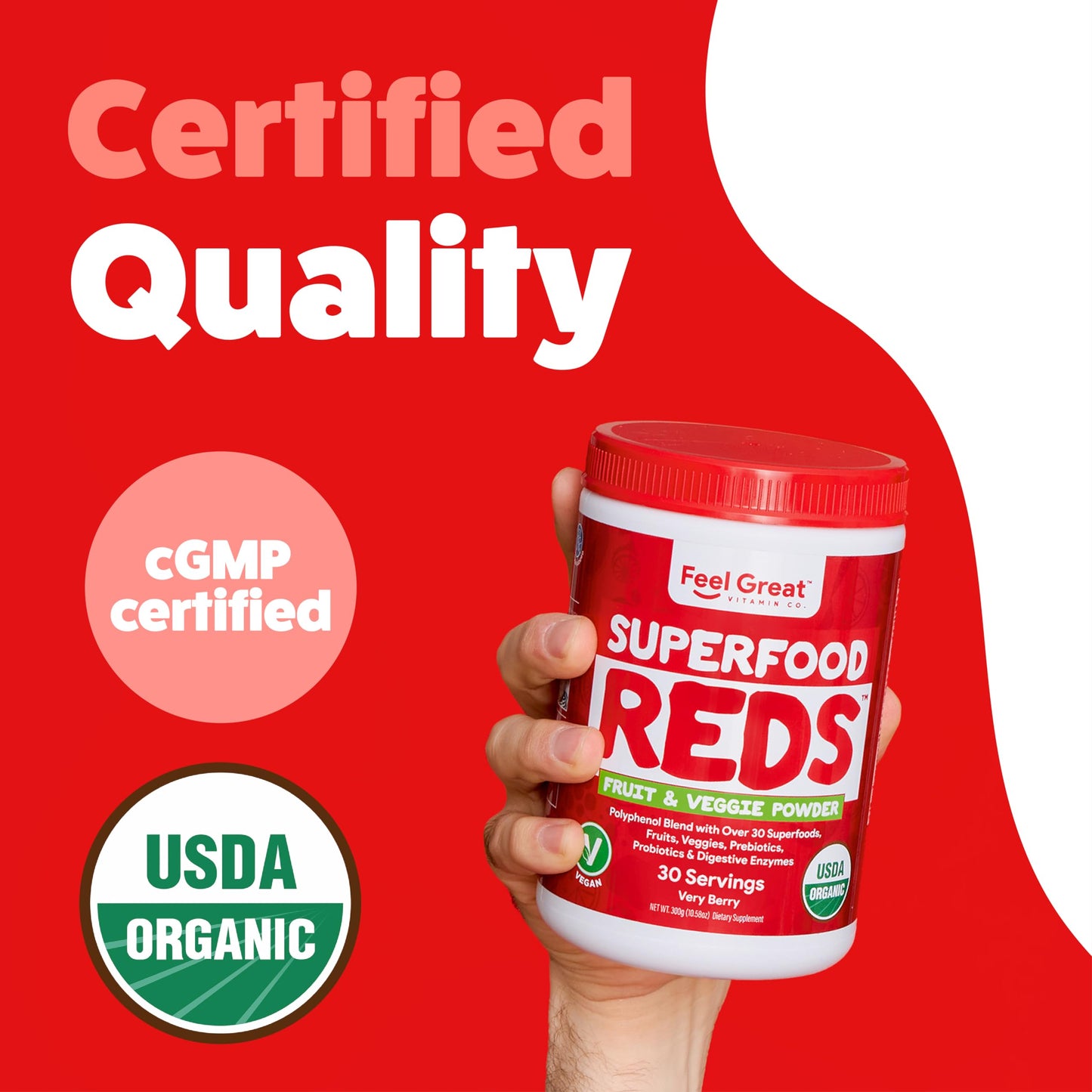 Feel Great Organic Superfood Reds Powder – Beet Root & Digestive Support