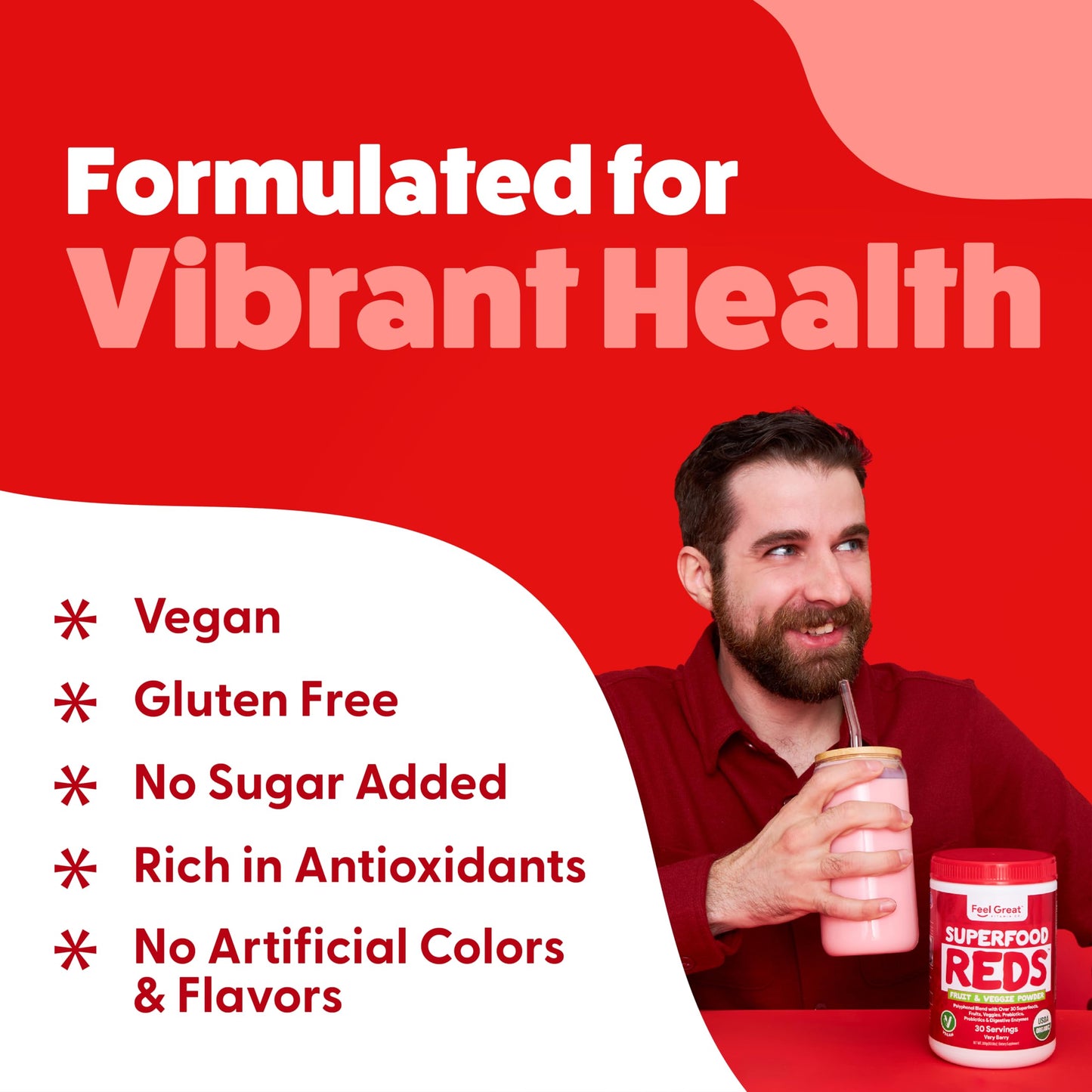 Feel Great Organic Superfood Reds Powder – Beet Root & Digestive Support
