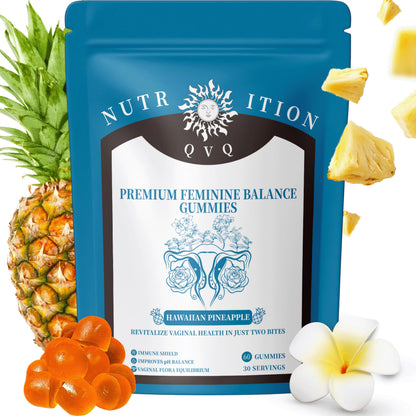 Organic Natural Sourcing Premium Feminine Balance Gummies – Women's Health, Pineapple, Vegan, Gluten-Free | 60 Prebiotics