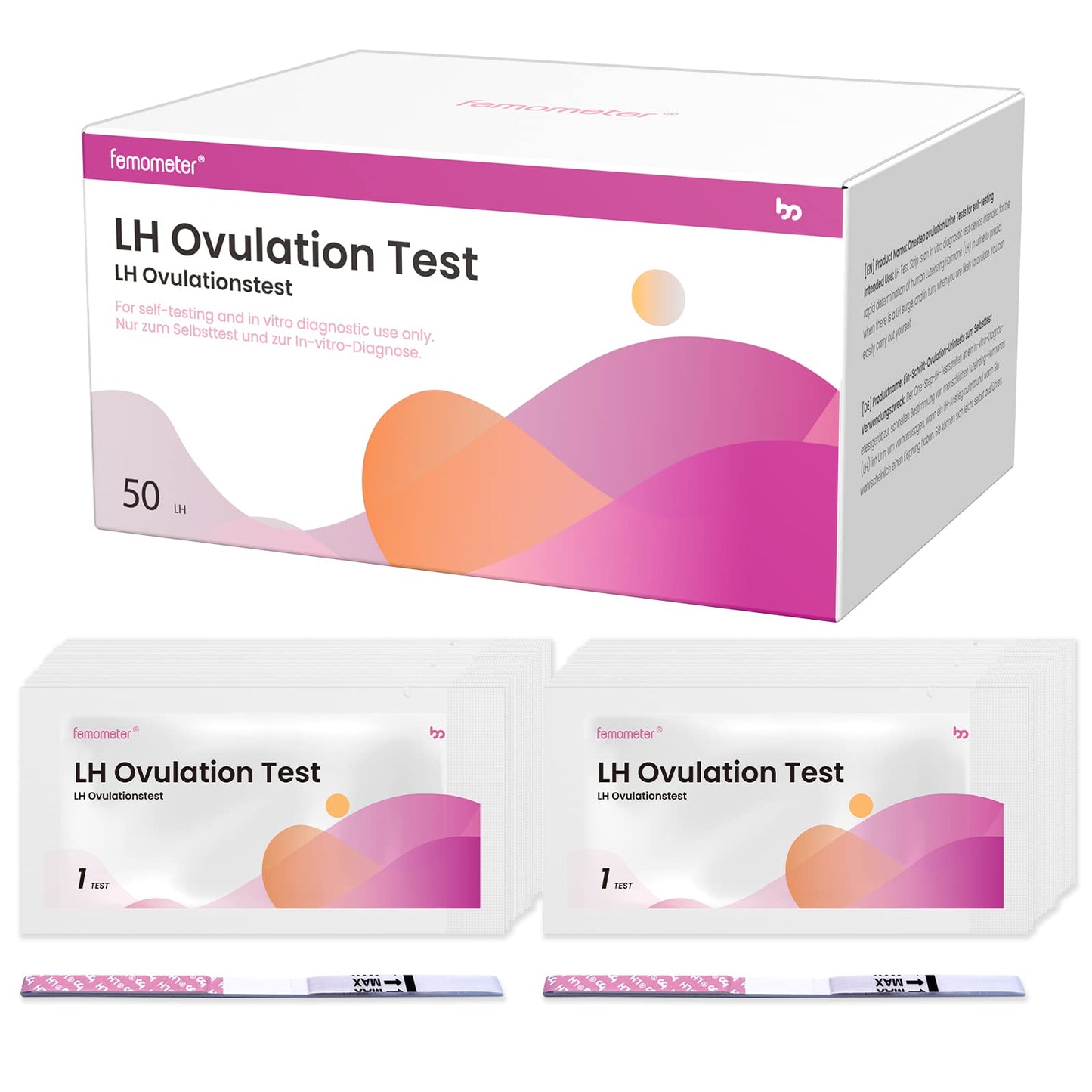 Femometer Ovulation Test Strips - 50 LH Strips, 99% Accurate & Easy to Use