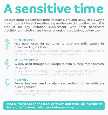 USDA Organic Lactation Supplement - Fenugreek, Fennel & Milk Thistle | 60 Vegan Capsules