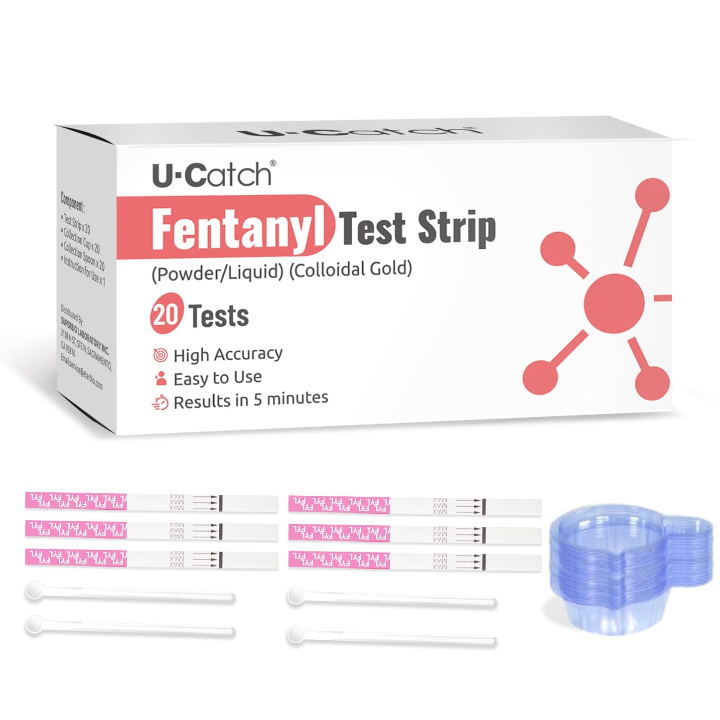 [20 Pack] Fentanyl Test Strips – Rapid Testing Kit for Liquids & Powders, High Sensitivity, Individually Packaged