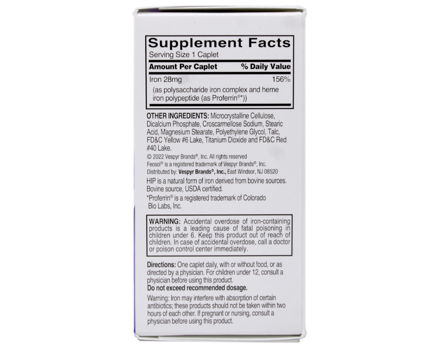 Feosol Complete Iron Supplement – Bifera HIP & PIC, 30 Caplets, Pack of 3