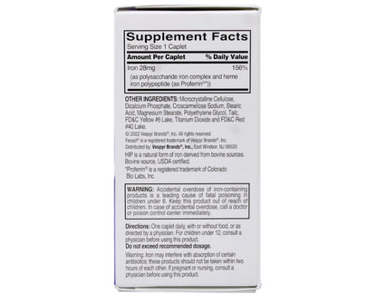 Feosol Complete Iron Supplement – Bifera HIP & PIC, 30 Caplets, Pack of 3
